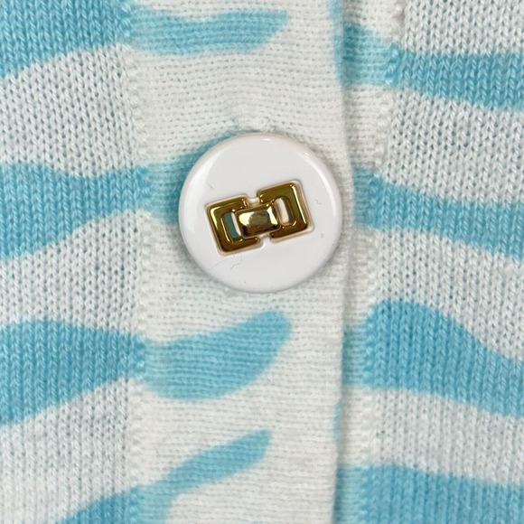 J. McLaughlin Zebra Print Cardigan Light Blue Modal/Cotton Blend Button Up M - Picture 9 of 11